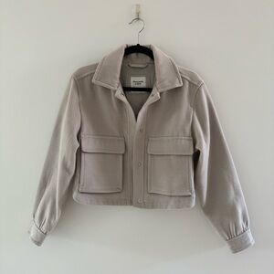 Abercrombie Cropped Shirt Jacket, Light Taupe